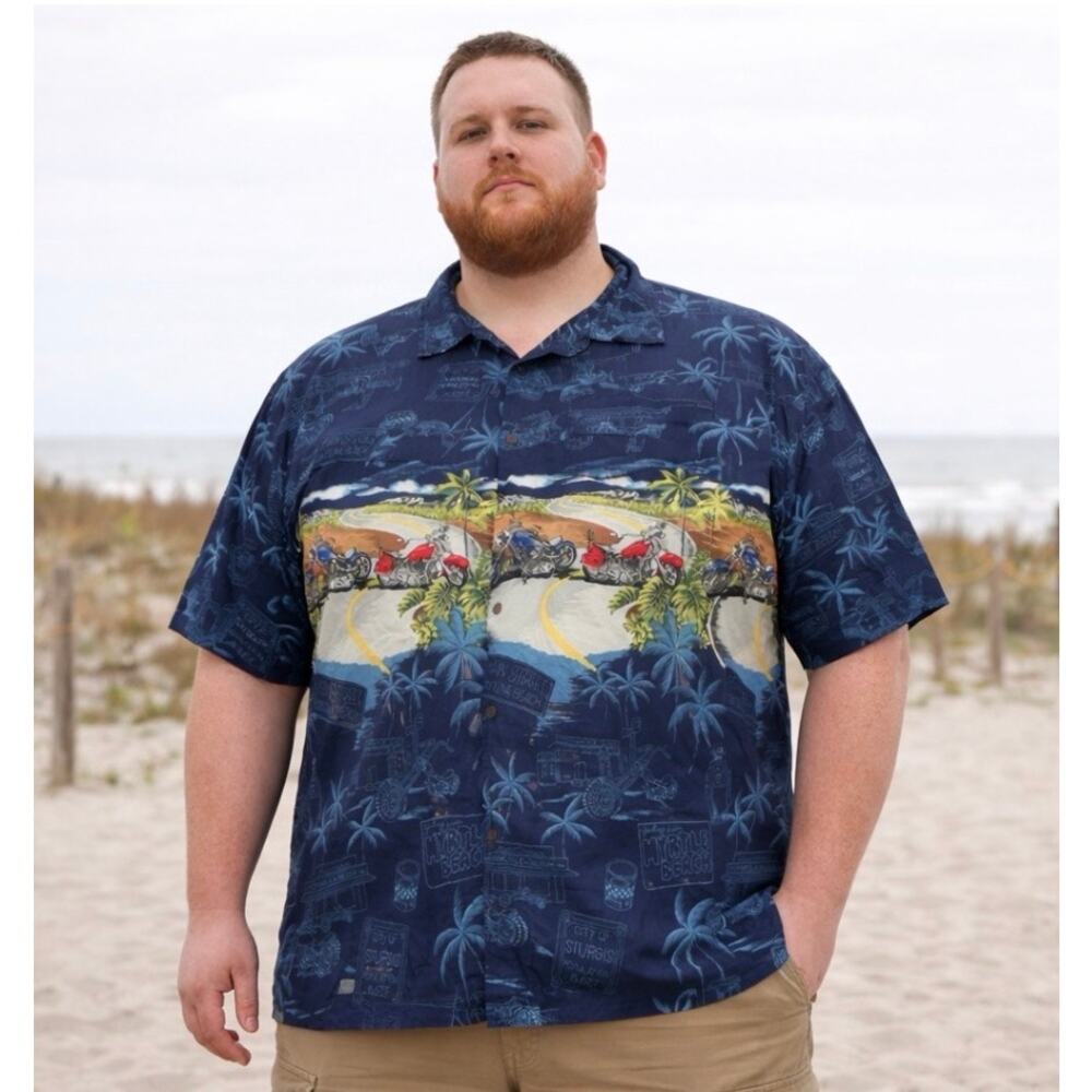 Aloha Republic Bikers Heavenly Hawaiian Motorcycle Men's Shirt Size 4XL Vacation